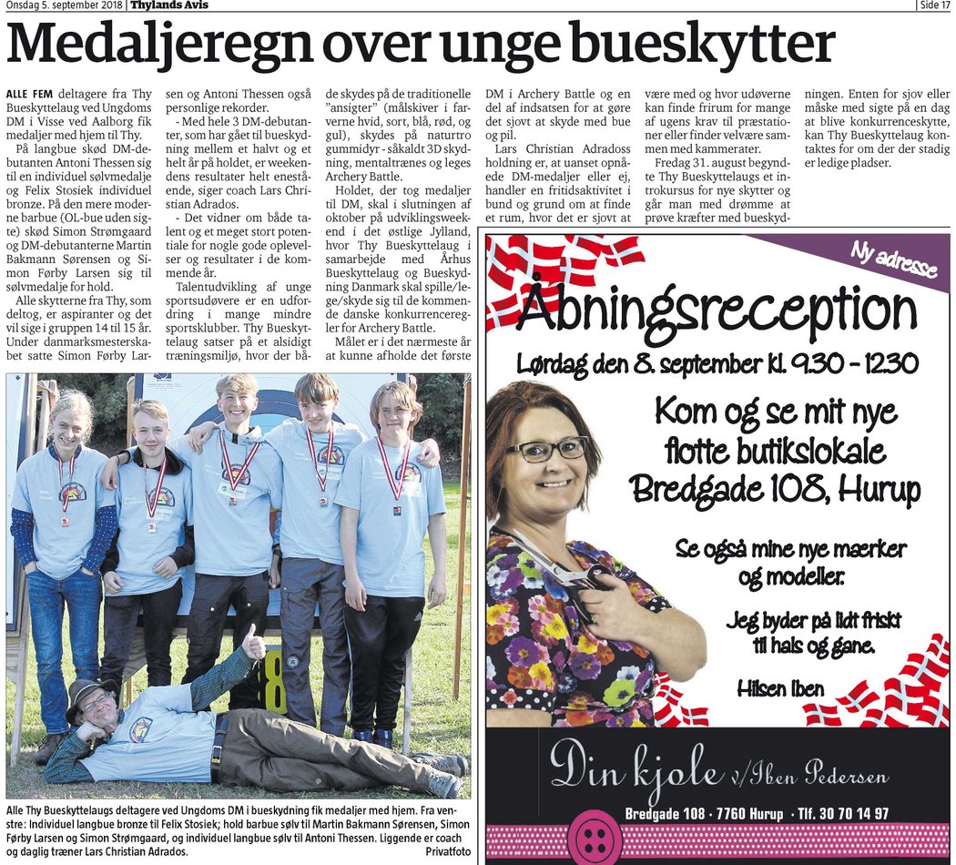 Medaljeregn over unge bueskytter fra Thy Bueskyttelaug – Thylands Avis d. 5/9-2018