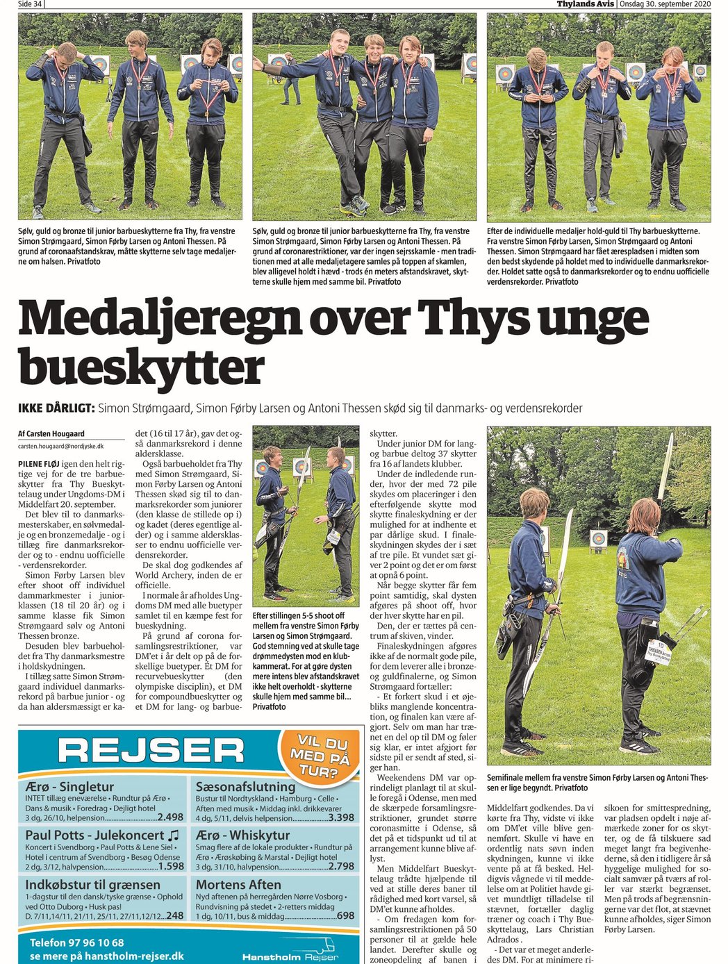 Medaljeregn over Thys unge bueskytter – Thylands Avis d. 30/9-2020