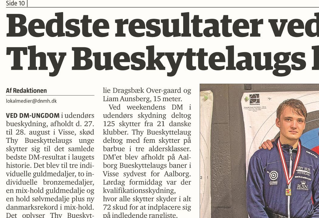Bedste resultater ved DM-ungdom i Thy Bueskyttelaugs historie – Thisted Posten d. 7/9-2022